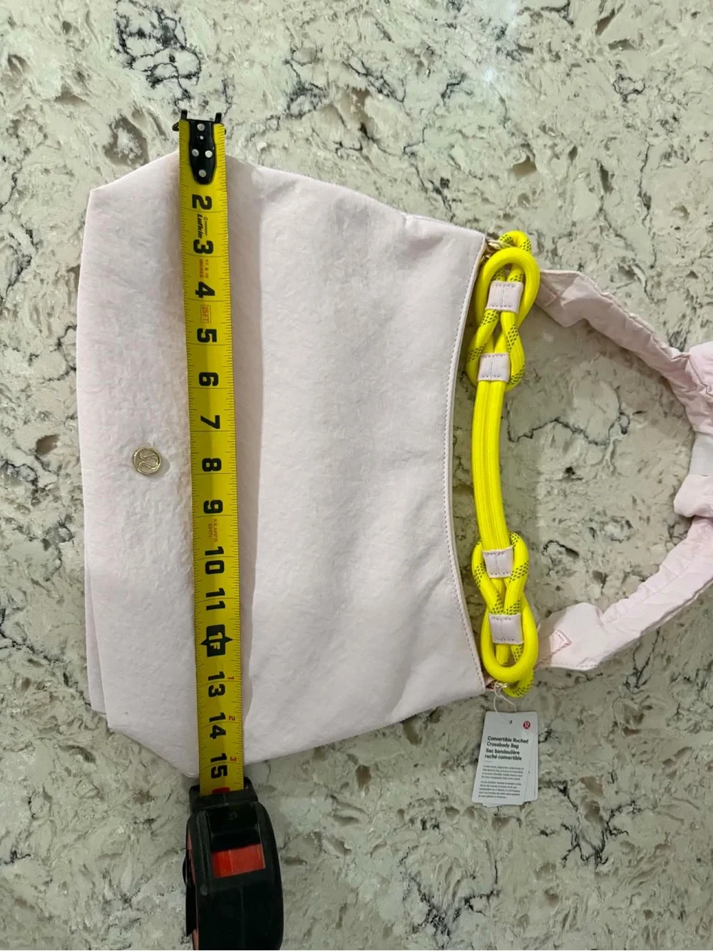 lululemon athletica Light Pink Shoulder Bag with Neon Yellow Accents